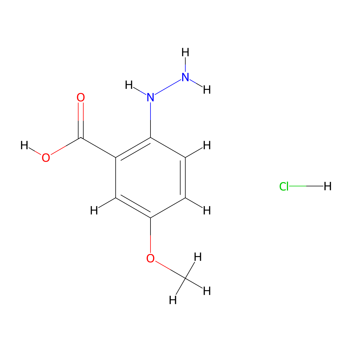 2-Hydrazinyl-5-methoxybenzoic acid hydrochloride molecular structure, CAS 185556-57-4