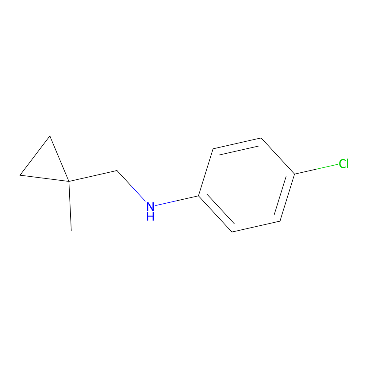 4-Chloro-N-((1-methylcyclopropyl)methyl)benzenamine molecular structure, CAS 1855673-07-2
