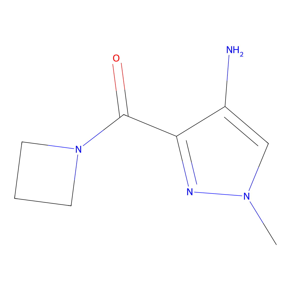 3-(azetidine-1-carbonyl)-1-methyl-1H-pyrazol-4-amine molecular structure, CAS 1855688-62-8