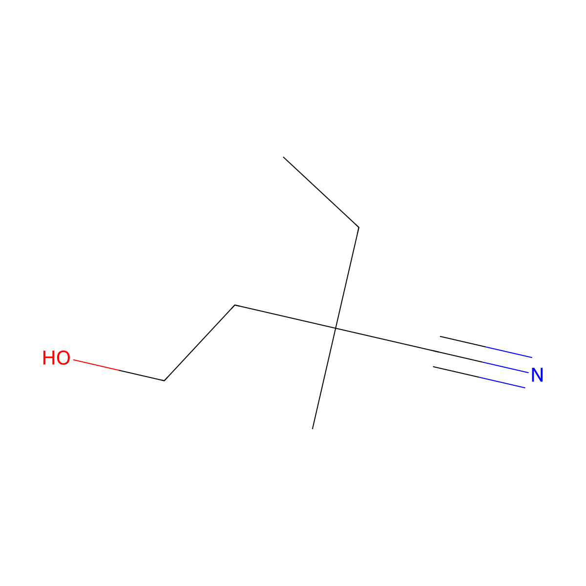 2-Ethyl-4-hydroxy-2-methylbutanenitrile molecular structure, CAS 1855704-28-7