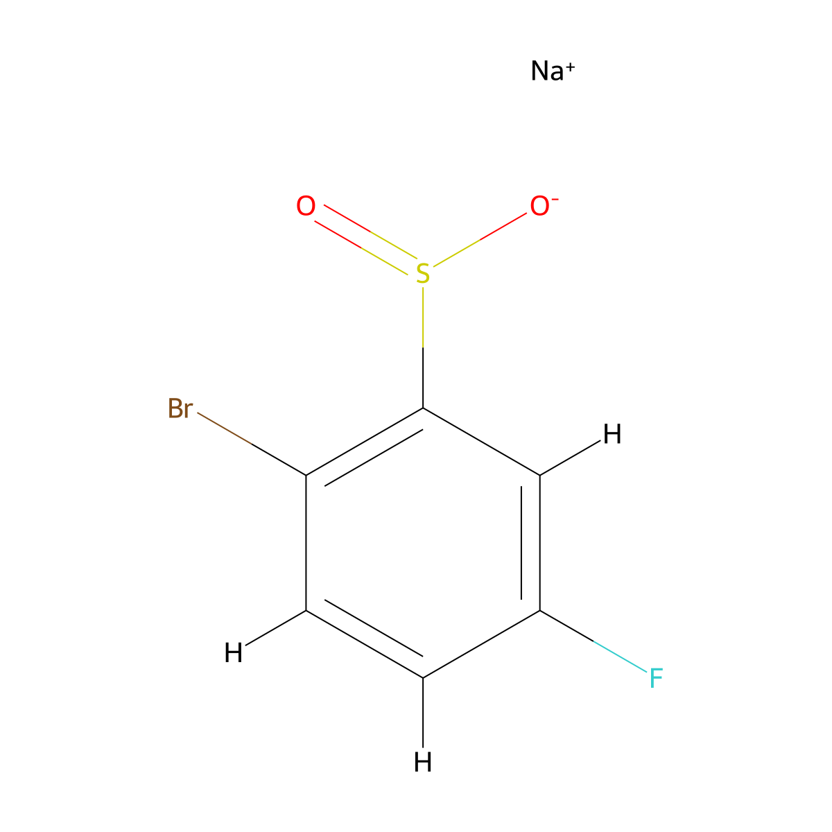 Sodium 2-bromo-5-fluorobenzene-1-sulfinate molecular structure, CAS 1855726-06-5