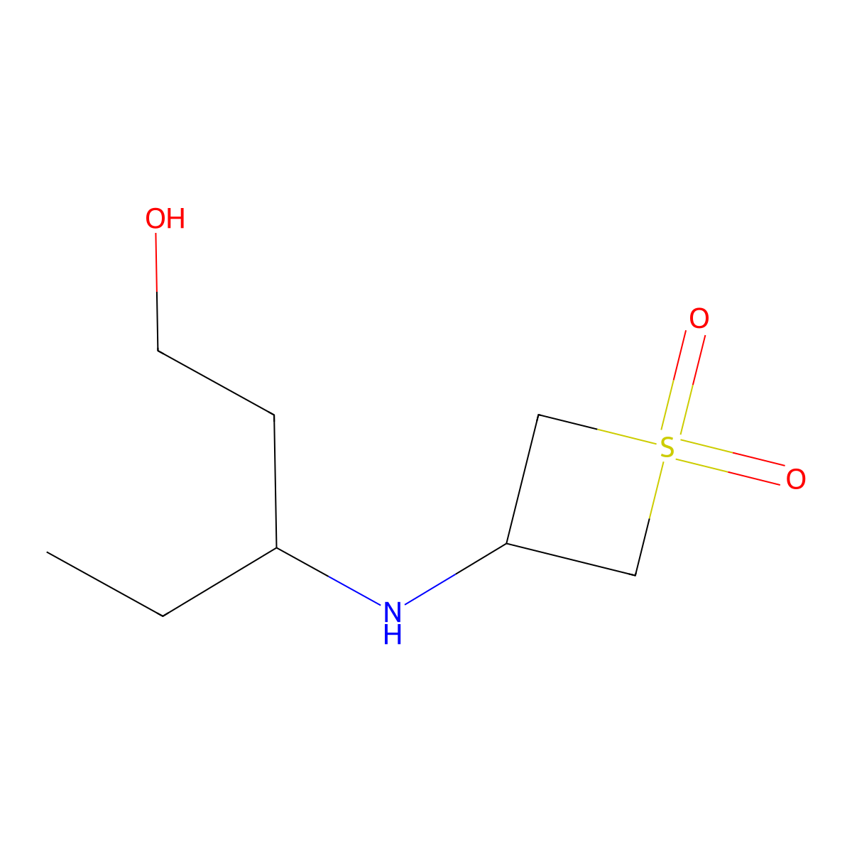 3-((1-Hydroxypentan-3-yl)amino)thietane 1,1-dioxide molecular structure, CAS 1855754-70-9