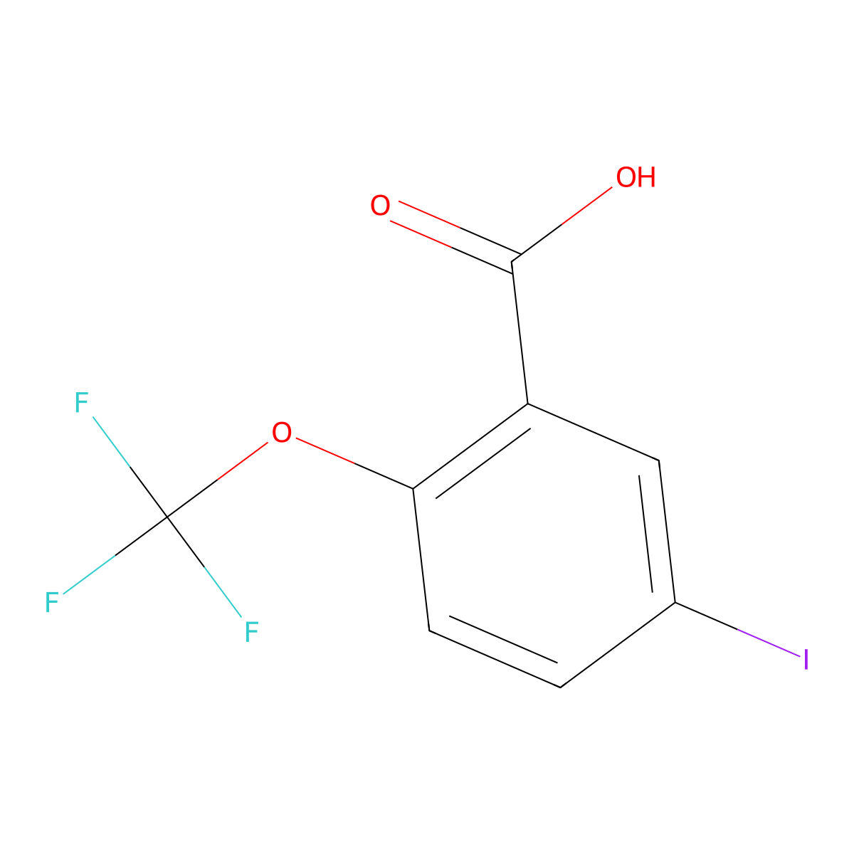 5-Iodo-2-(trifluoromethoxy)benzoic acid molecular structure, CAS 1855760-78-9