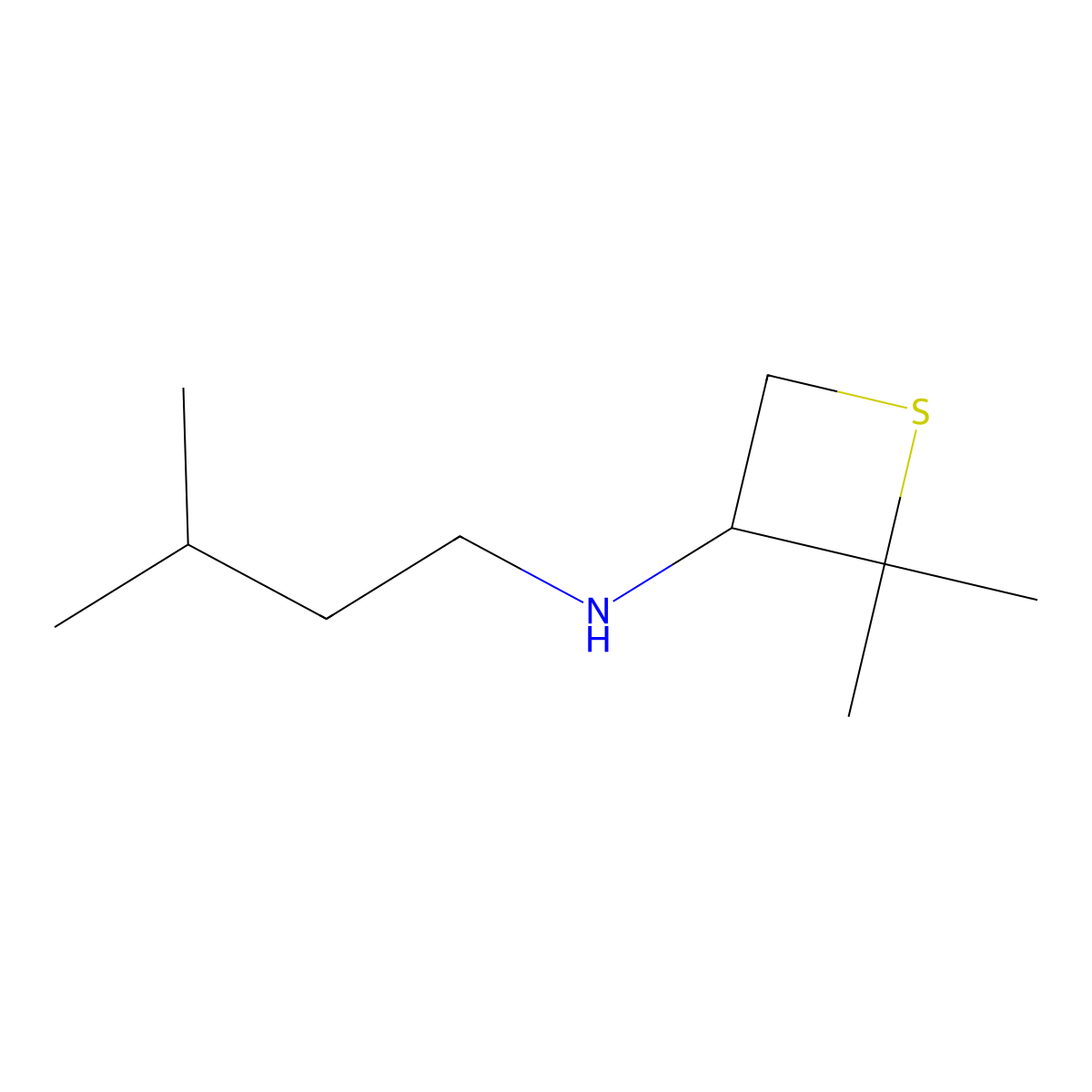 N-Isopentyl-2,2-dimethylthietan-3-amine molecular structure, CAS 1855776-08-7