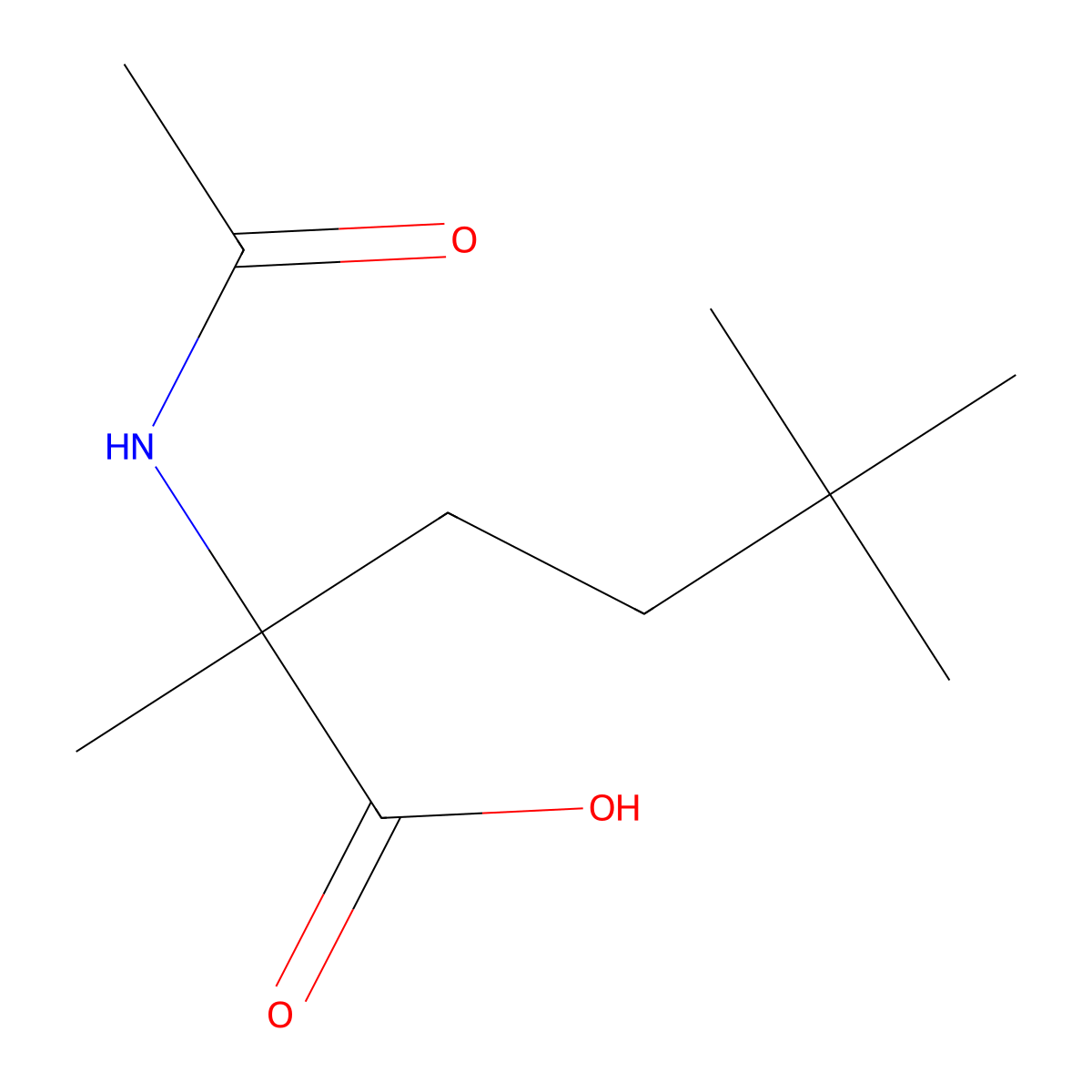 2-Acetamido-2,5,5-trimethylhexanoic acid molecular structure, CAS 1855804-80-6