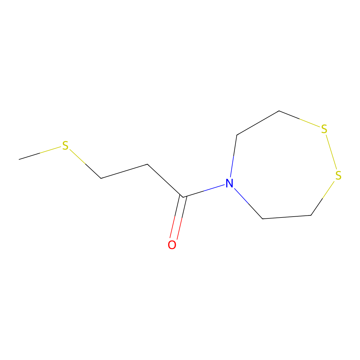 1-(1,2,5-Dithiazepan-5-yl)-3-(methylsulfanyl)propan-1-one molecular structure, CAS 1855841-33-6