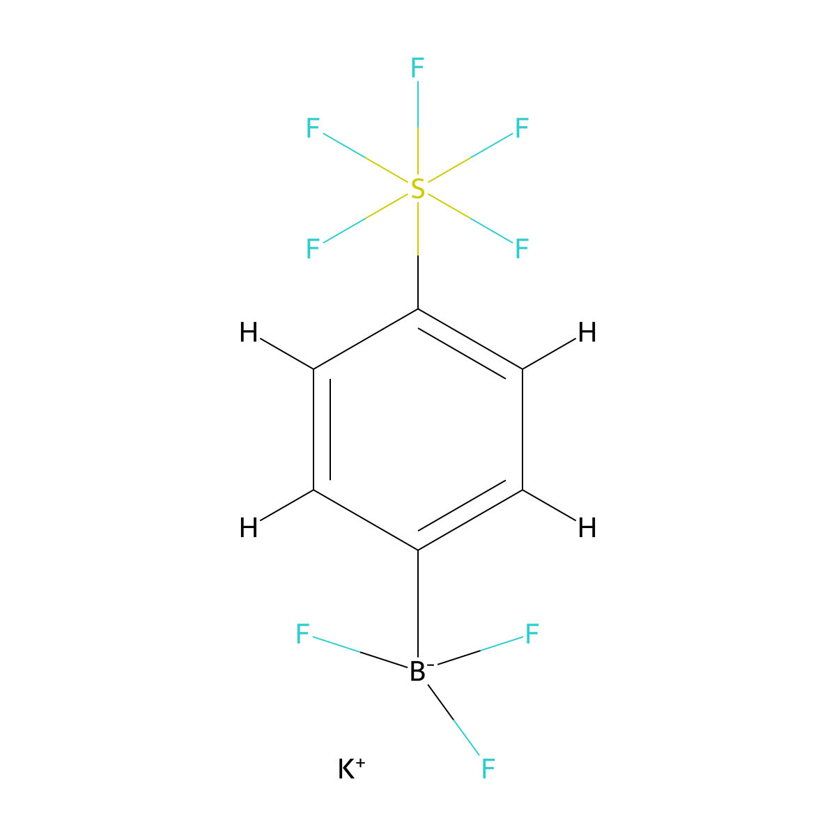 Potassium trifluoro[4-(pentafluoro-lambda6-sulfanyl)phenyl]boranuide molecular structure, CAS 1855847-62-9