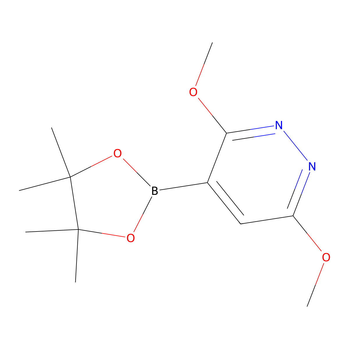 3,6-Dimethoxy-4-(4,4,5,5-tetramethyl-1,3,2-dioxaborolan-2-yl)pyridazine molecular structure, CAS 1855861-18-5