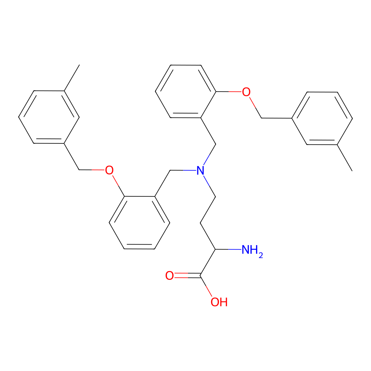 (S)-2-amino-4-(bis(2-((3-methylbenzyl)oxy)benzyl)amino)butanoic acid molecular structure, CAS 1855871-76-9