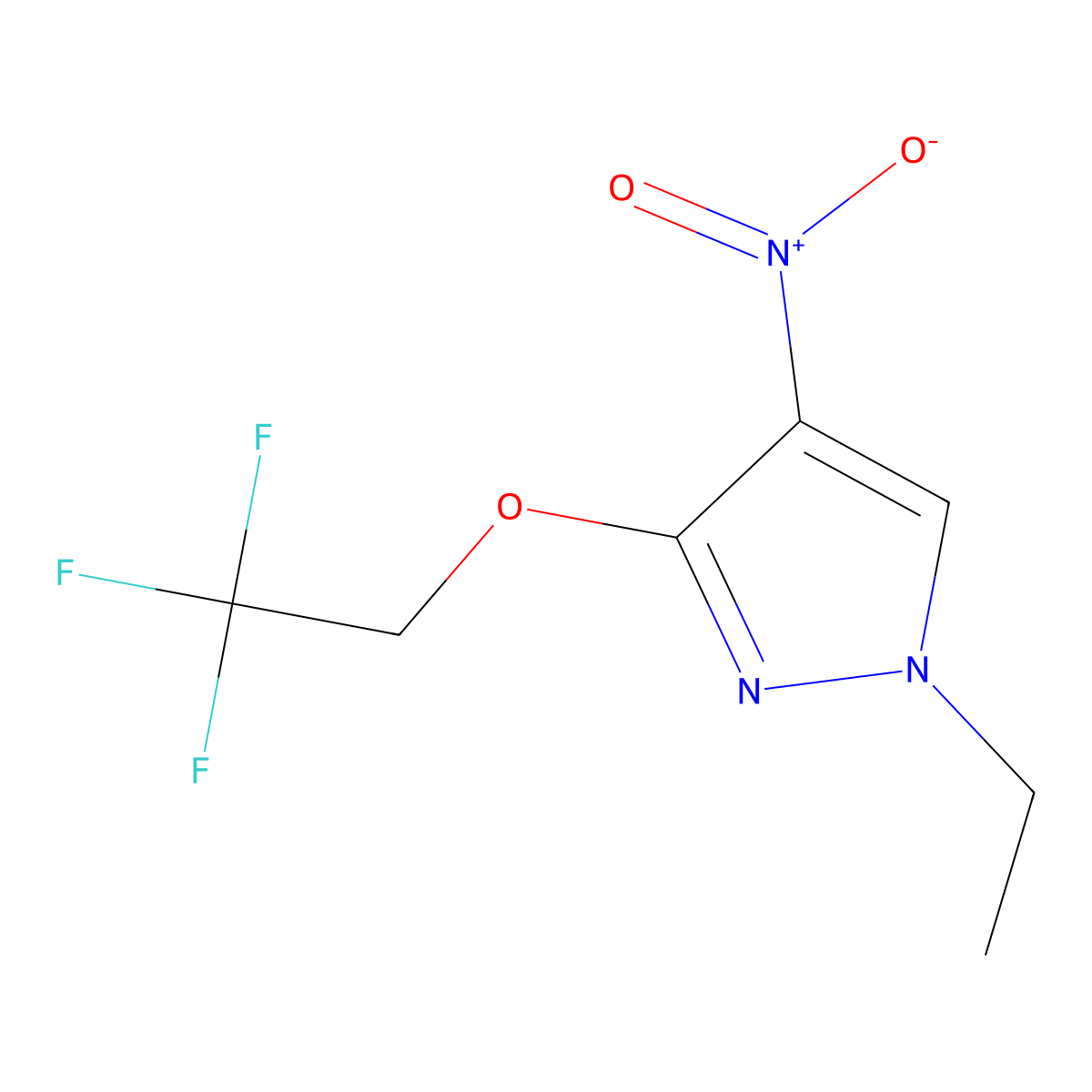 1-ethyl-4-nitro-3-(2,2,2-trifluoroethoxy)-1H-pyrazole molecular structure, CAS 1855888-36-6