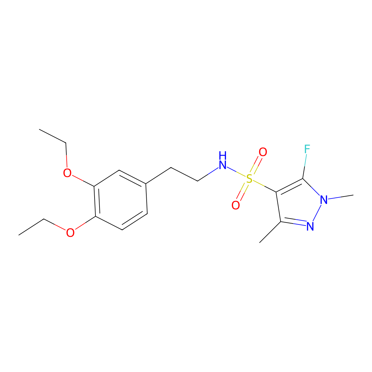 N-(3,4-Diethoxyphenethyl)-5-fluoro-1,3-dimethyl-1H-pyrazole-4-sulfonamide molecular structure, CAS 1855888-40-2
