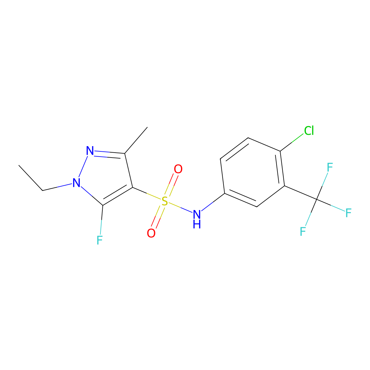 N-(4-Chloro-3-(trifluoromethyl)phenyl)-1-ethyl-5-fluoro-3-methyl-1H-pyrazole-4-sulfonamide molecular structure, CAS 1855888-43-5