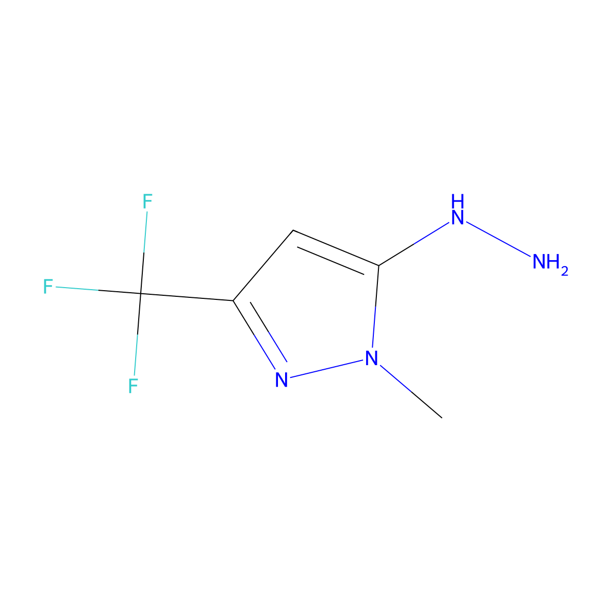 5-hydrazinyl-1-methyl-3-(trifluoromethyl)-1H-pyrazole molecular structure, CAS 1855888-51-5