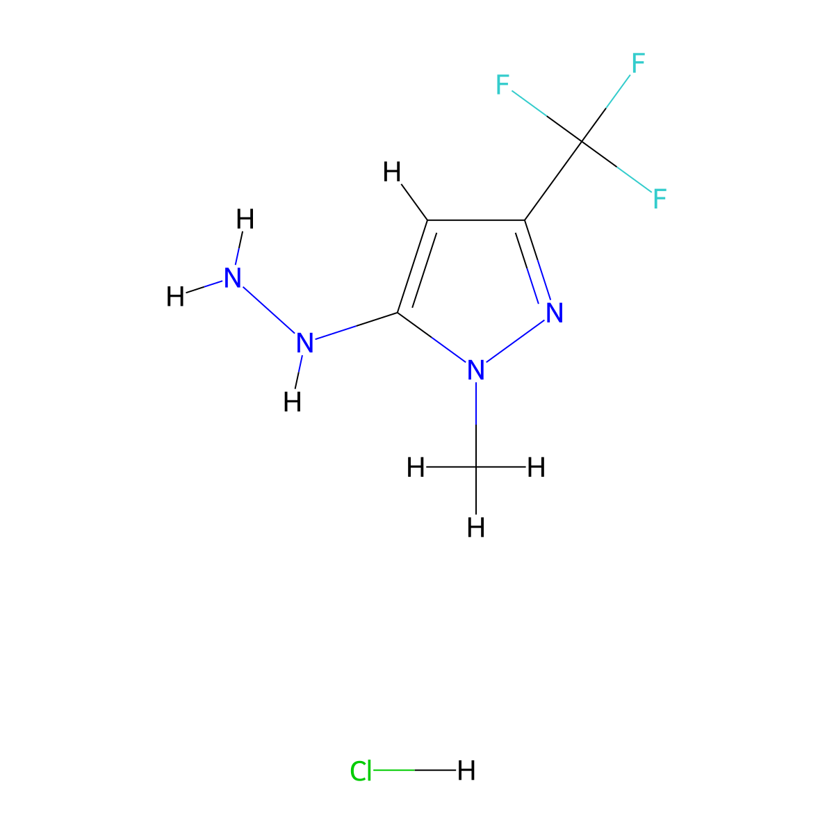 5-hydrazinyl-1-methyl-3-(trifluoromethyl)-1H-pyrazole hydrochloride molecular structure, CAS 1855888-52-6