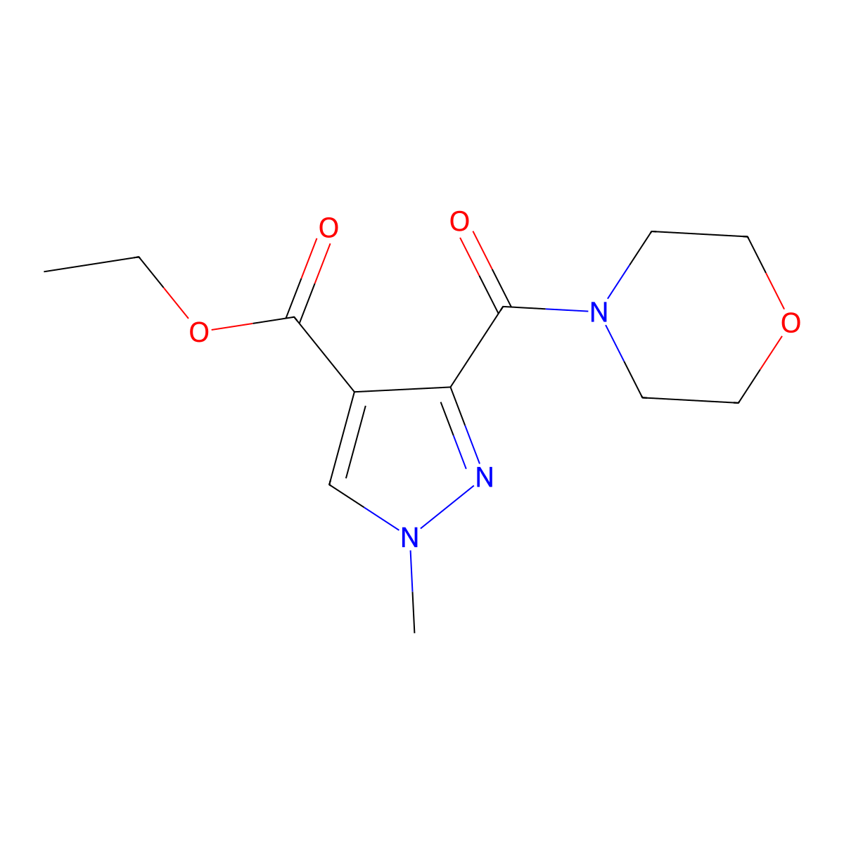 ethyl 1-methyl-3-(morpholin-4-ylcarbonyl)-1H-pyrazole-4-carboxylate molecular structure, CAS 1855888-55-9