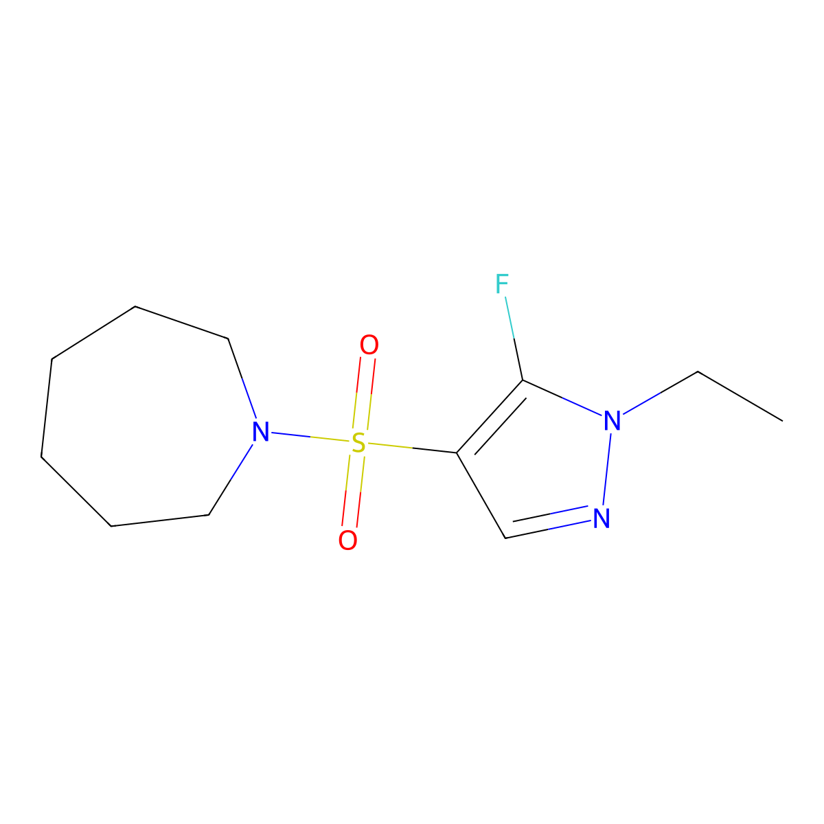 1-[(1-ethyl-5-fluoro-1H-pyrazol-4-yl)sulfonyl]azepane molecular structure, CAS 1855888-64-0