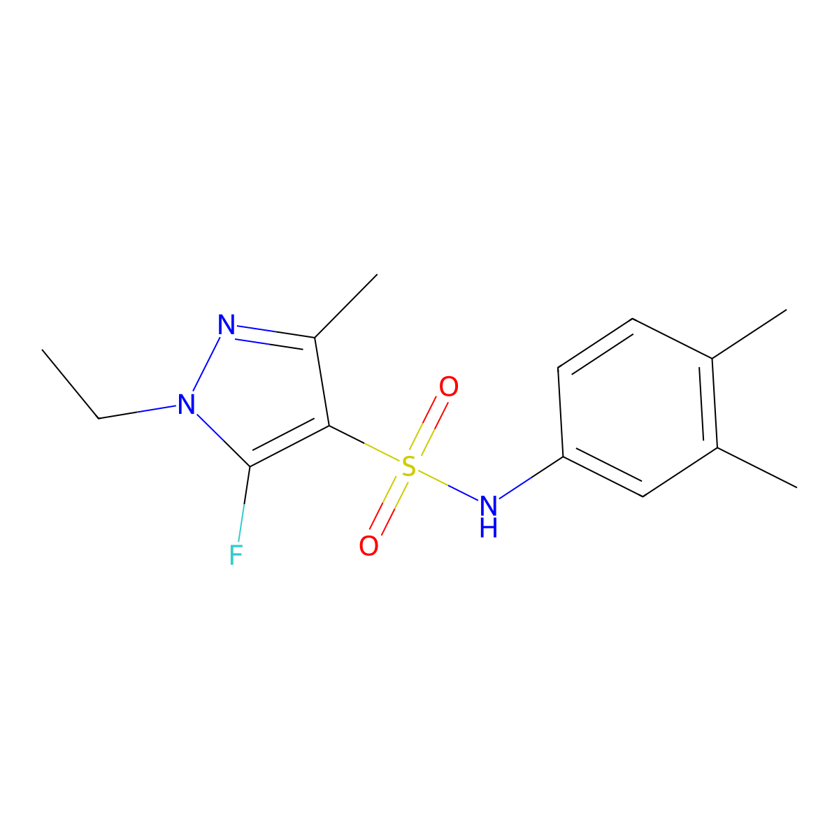 N-(3,4-Dimethylphenyl)-1-ethyl-5-fluoro-3-methyl-1H-pyrazole-4-sulfonamide molecular structure, CAS 1855888-67-3