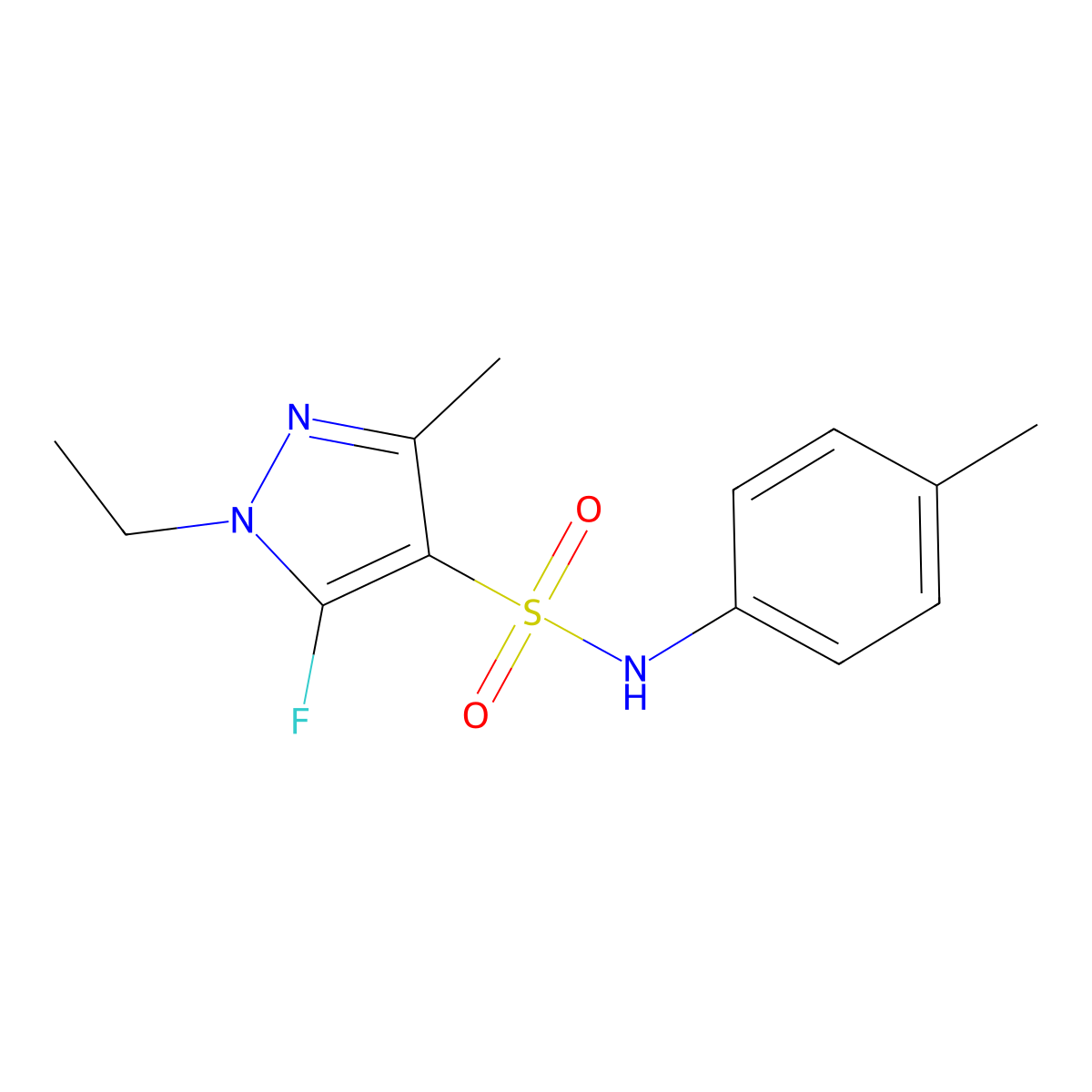 1-ethyl-5-fluoro-3-methyl-N-(4-methylphenyl)-1H-pyrazole-4-sulfonamide molecular structure, CAS 1855888-72-0