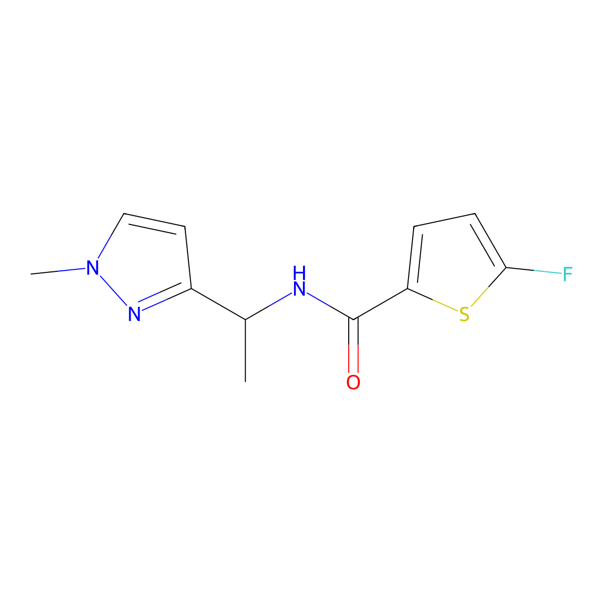 5-Fluoro-N-(1-(1-methyl-1H-pyrazol-3-yl)ethyl)thiophene-2-carboxamide molecular structure, CAS 1855888-76-4