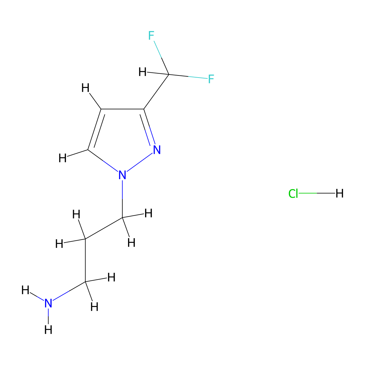 3-(3-(Difluoromethyl)-1H-pyrazol-1-yl)propan-1-amine hydrochloride molecular structure, CAS 1855888-84-4
