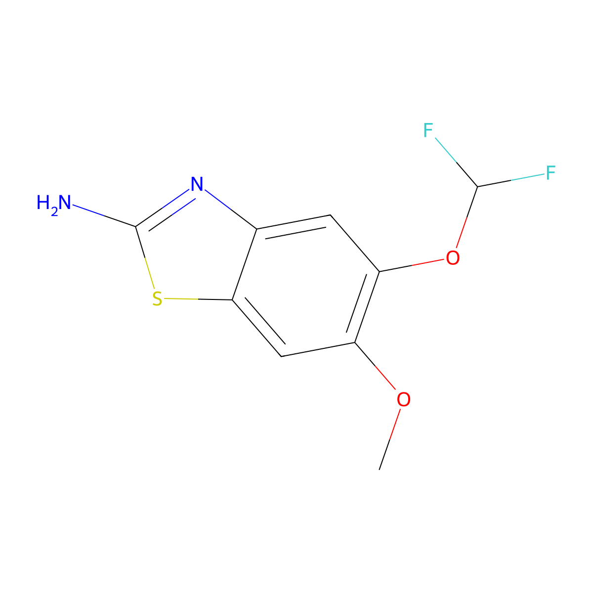 5-(Difluoromethoxy)-6-methoxy-1,3-benzothiazol-2-amine molecular structure, CAS 1855888-96-8