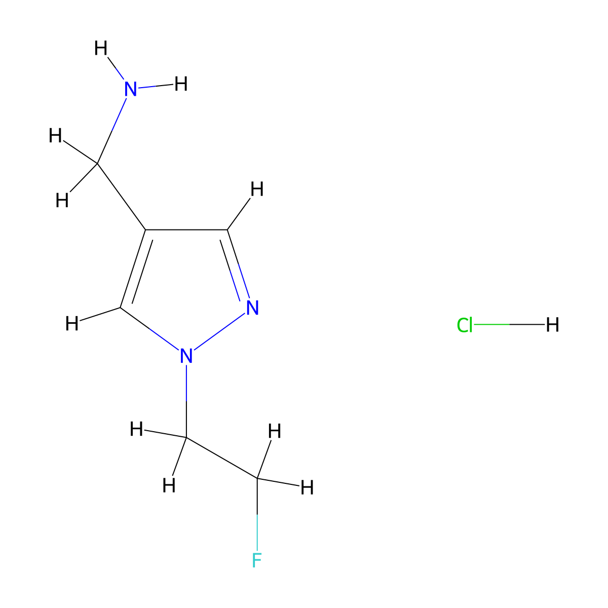[1-(2-Fluoroethyl)-1H-pyrazol-4-yl]methanamine hydrochloride molecular structure, CAS 1855888-99-1