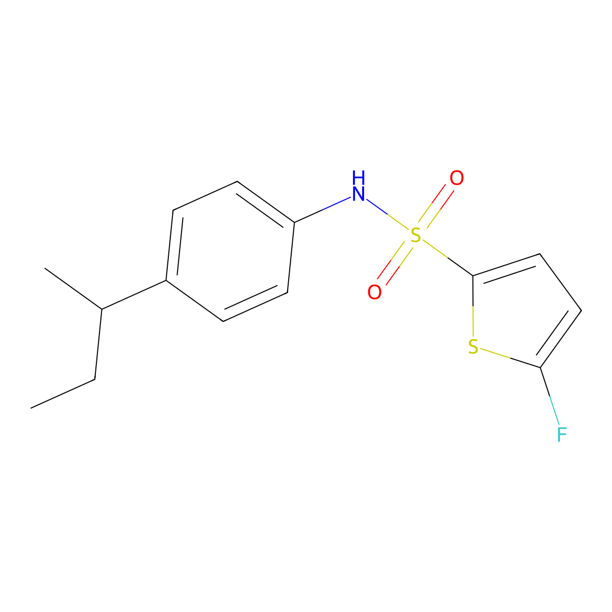N-(4-sec-butylphenyl)-5-fluoro-2-thiophenesulfonamide molecular structure, CAS 1855889-14-3