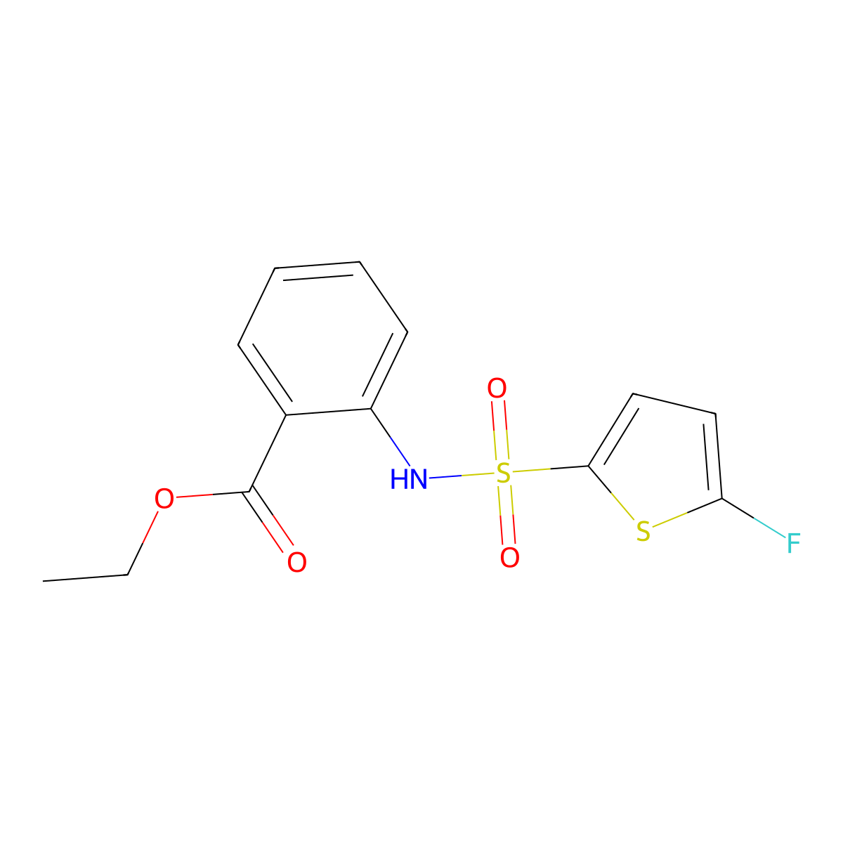 Ethyl 2-((5-fluorothiophene)-2-sulfonamido)benzoate molecular structure, CAS 1855889-17-6