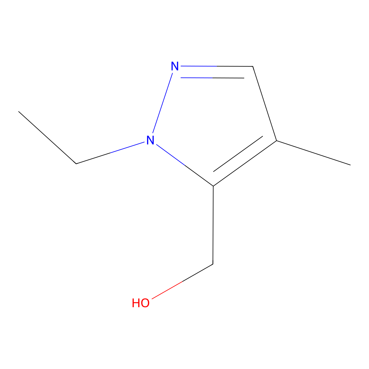 (1-ethyl-4-methyl-1H-pyrazol-5-yl)methanol molecular structure, CAS 1855889-22-3