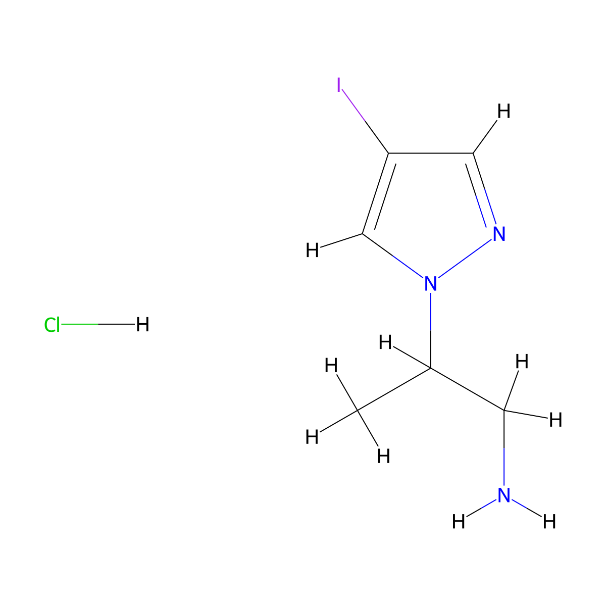 2-(4-Iodo-1H-pyrazol-1-yl)propan-1-amine hydrochloride molecular structure, CAS 1855889-29-0