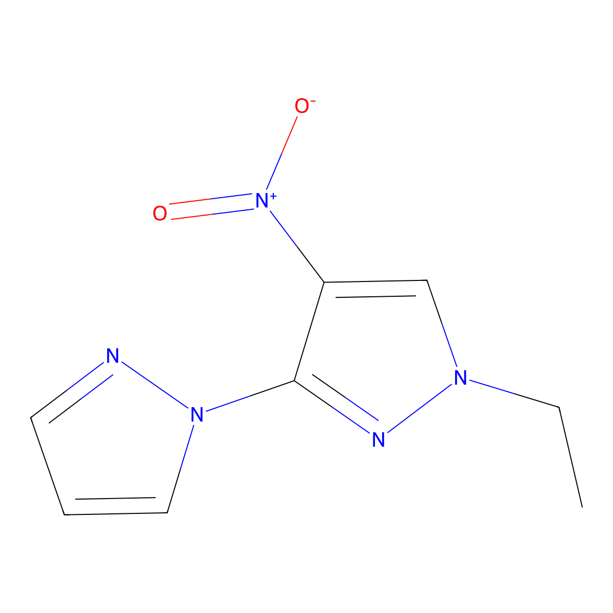 1'-ethyl-4'-nitro-1'H-1,3'-bipyrazole molecular structure, CAS 1855889-37-0