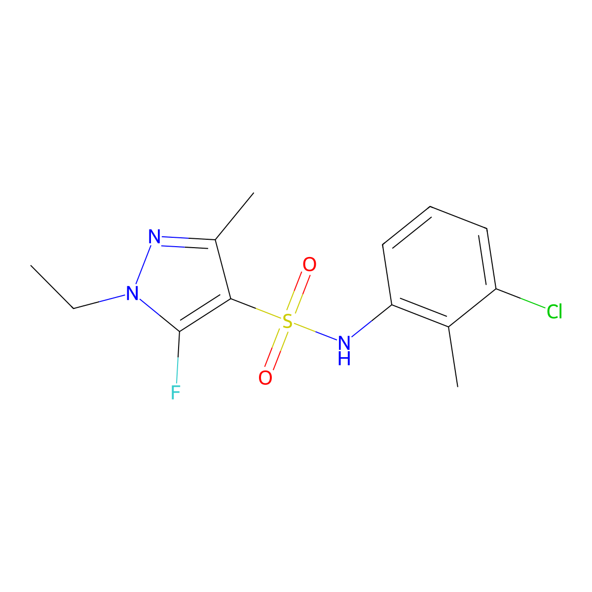 N-(3-Chloro-2-methylphenyl)-1-ethyl-5-fluoro-3-methyl-1H-pyrazole-4-sulfonamide molecular structure, CAS 1855889-45-0