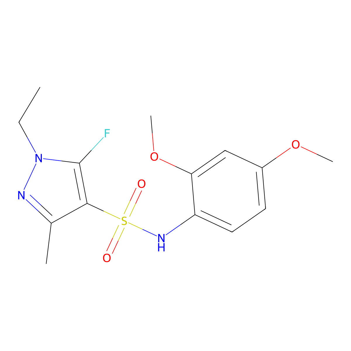 N-(2,4-Dimethoxyphenyl)-1-ethyl-5-fluoro-3-methyl-1H-pyrazole-4-sulfonamide molecular structure, CAS 1855889-49-4
