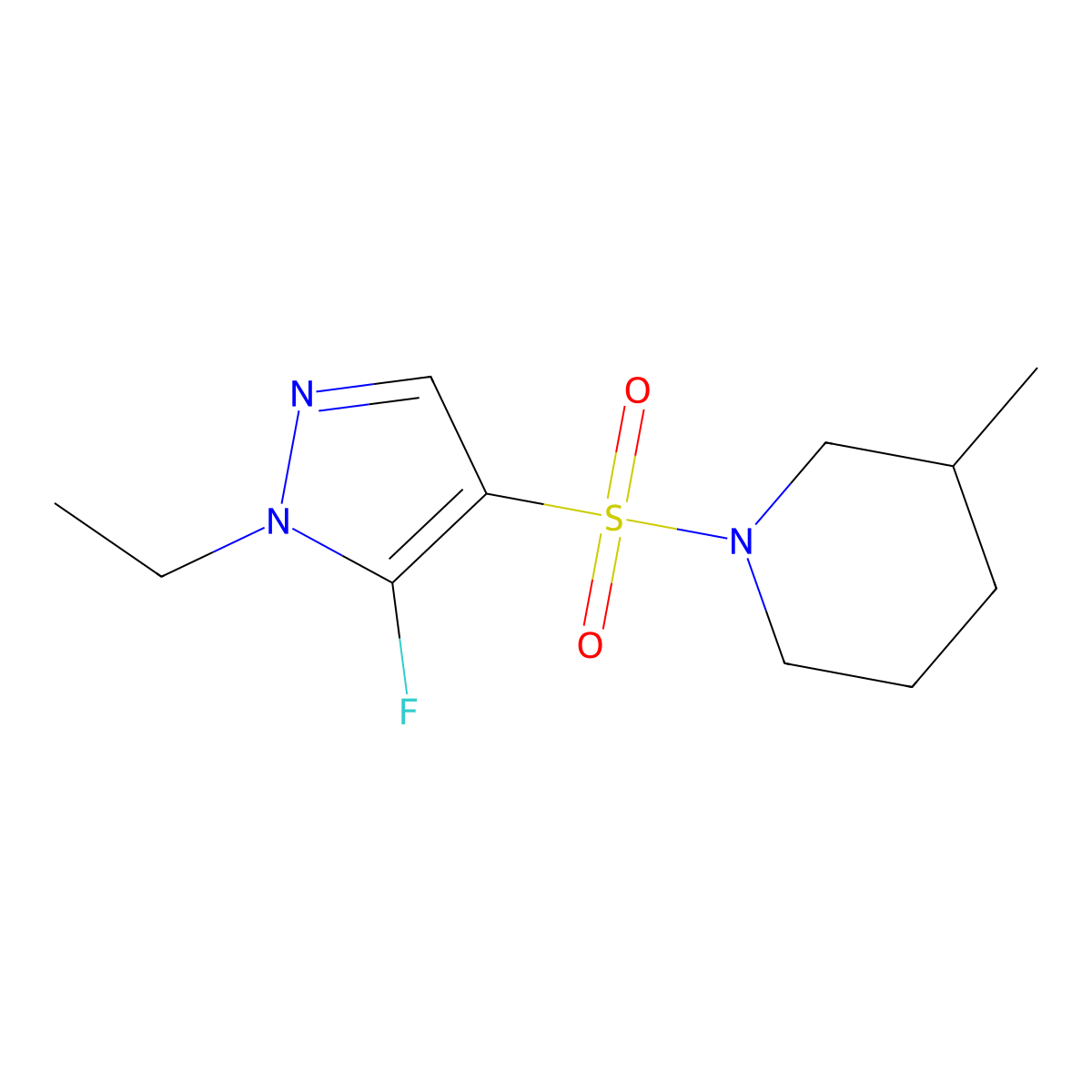 1-[(1-ethyl-5-fluoro-1H-pyrazol-4-yl)sulfonyl]-3-methylpiperidine molecular structure, CAS 1855889-53-0