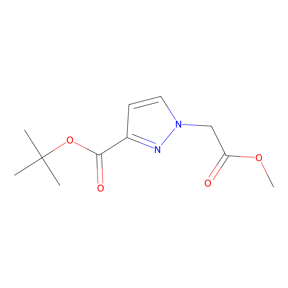 tert-butyl 1-(2-methoxy-2-oxoethyl)-1H-pyrazole-3-carboxylate molecular structure, CAS 1855889-55-2