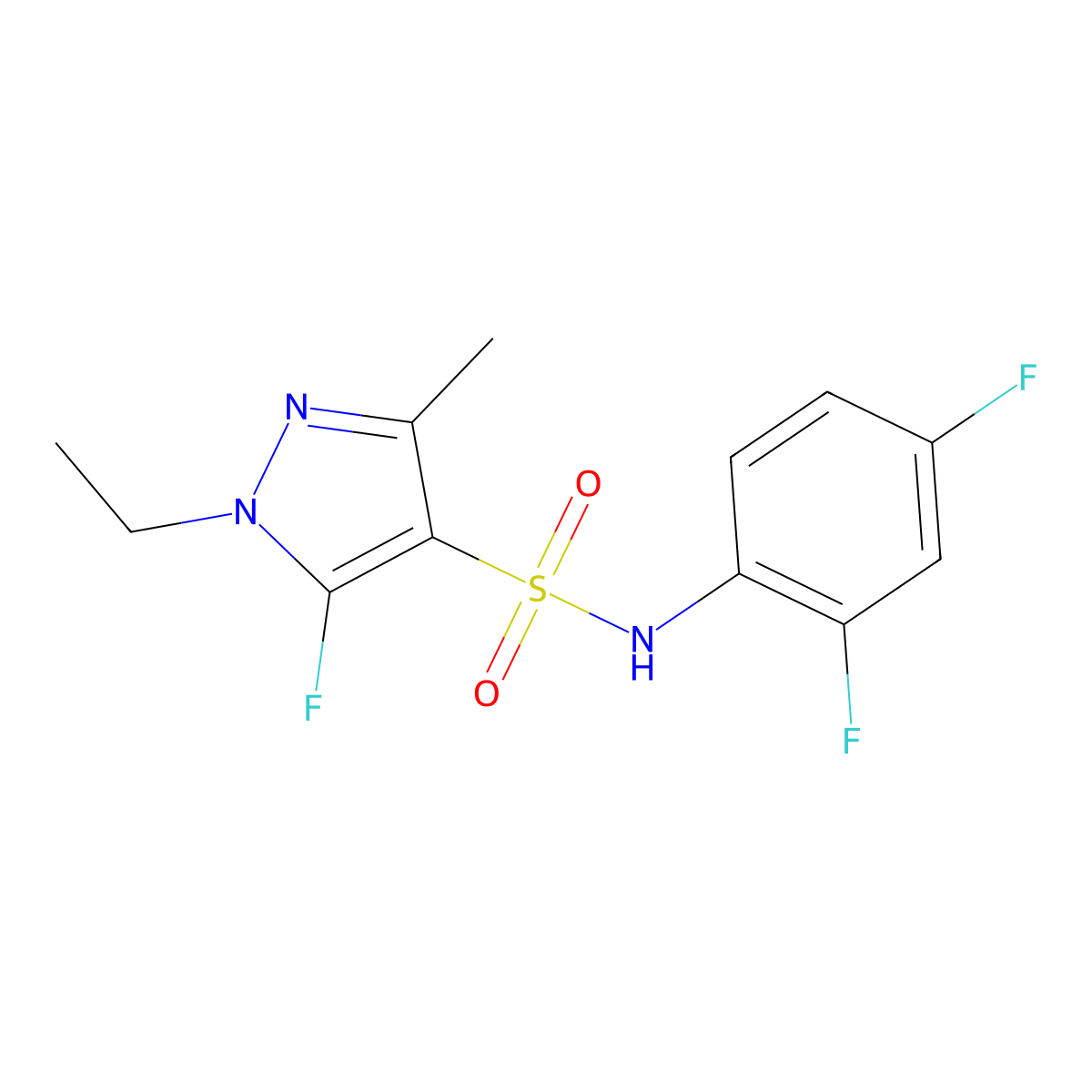 N-(2,4-Difluorophenyl)-1-ethyl-5-fluoro-3-methyl-1H-pyrazole-4-sulfonamide molecular structure, CAS 1855889-58-5