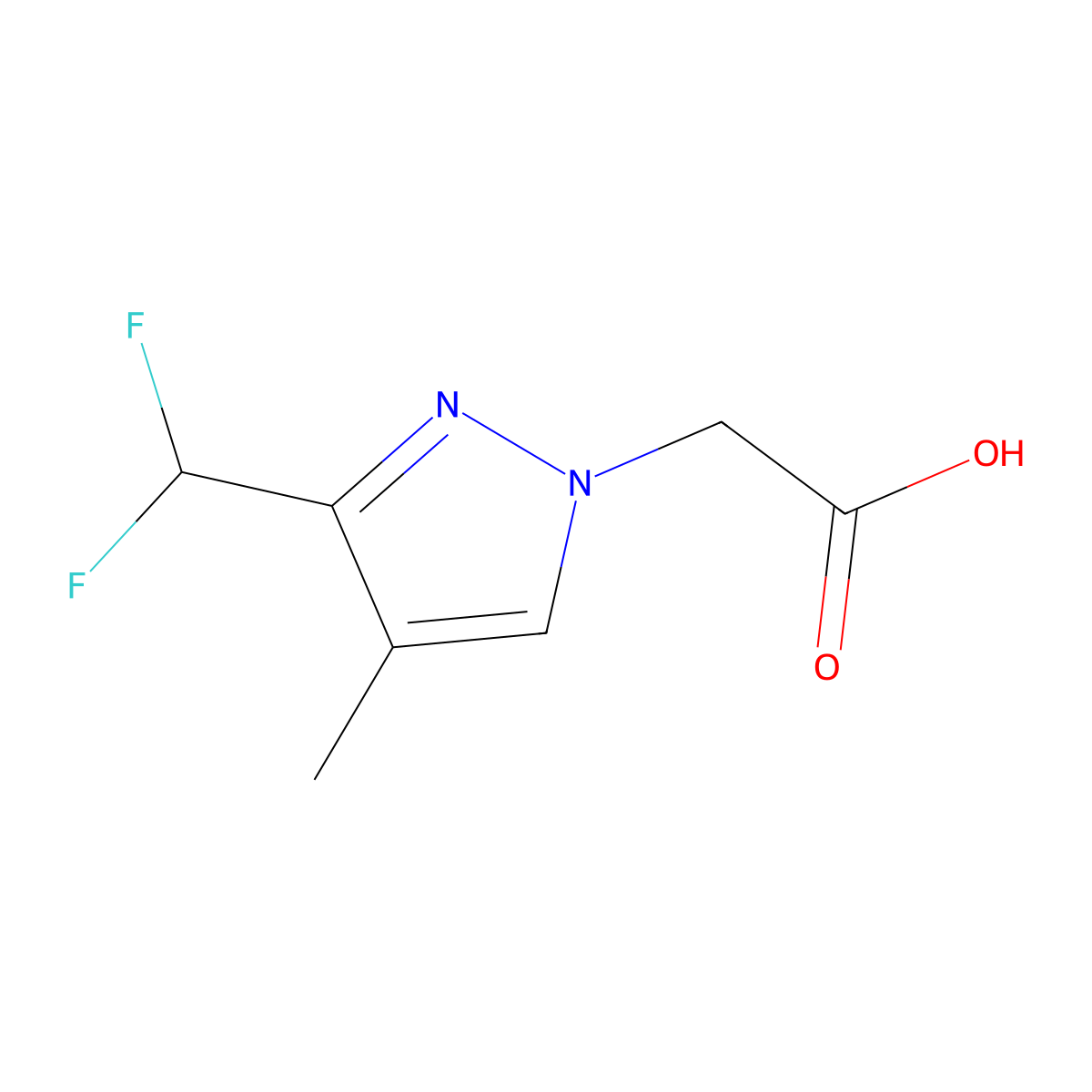 2-[3-(Difluoromethyl)-4-methyl-1H-pyrazol-1-yl]acetic acid molecular structure, CAS 1855889-61-0