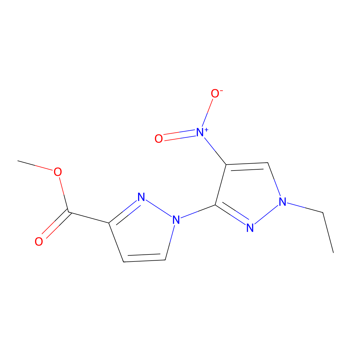 methyl 1'-ethyl-4'-nitro-1'H-1,3'-bipyrazole-3-carboxylate molecular structure, CAS 1855889-73-4