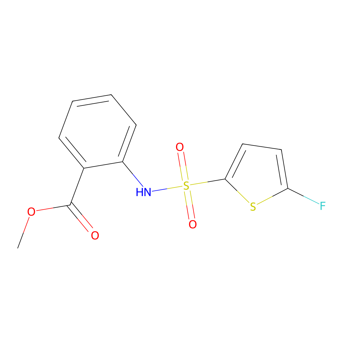 Methyl 2-[(5-fluorothiophen-2-yl)sulfonylamino]benzoate molecular structure, CAS 1855889-84-7