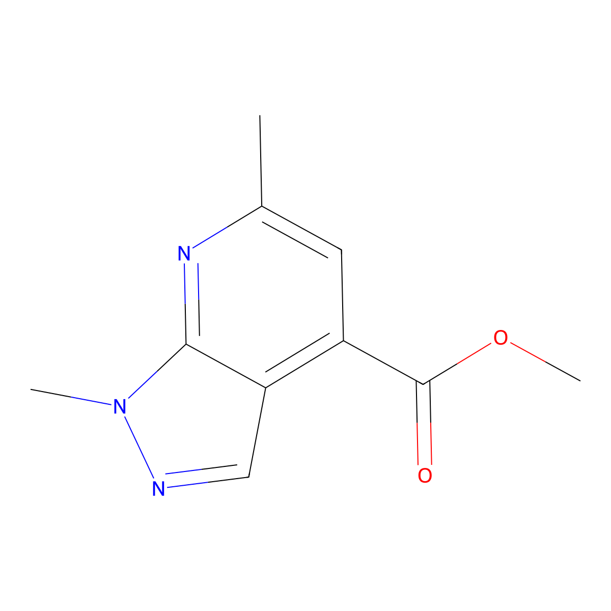 Methyl 1,6-dimethylpyrazolo[3,4-b]pyridine-4-carboxylate molecular structure, CAS 1855889-86-9