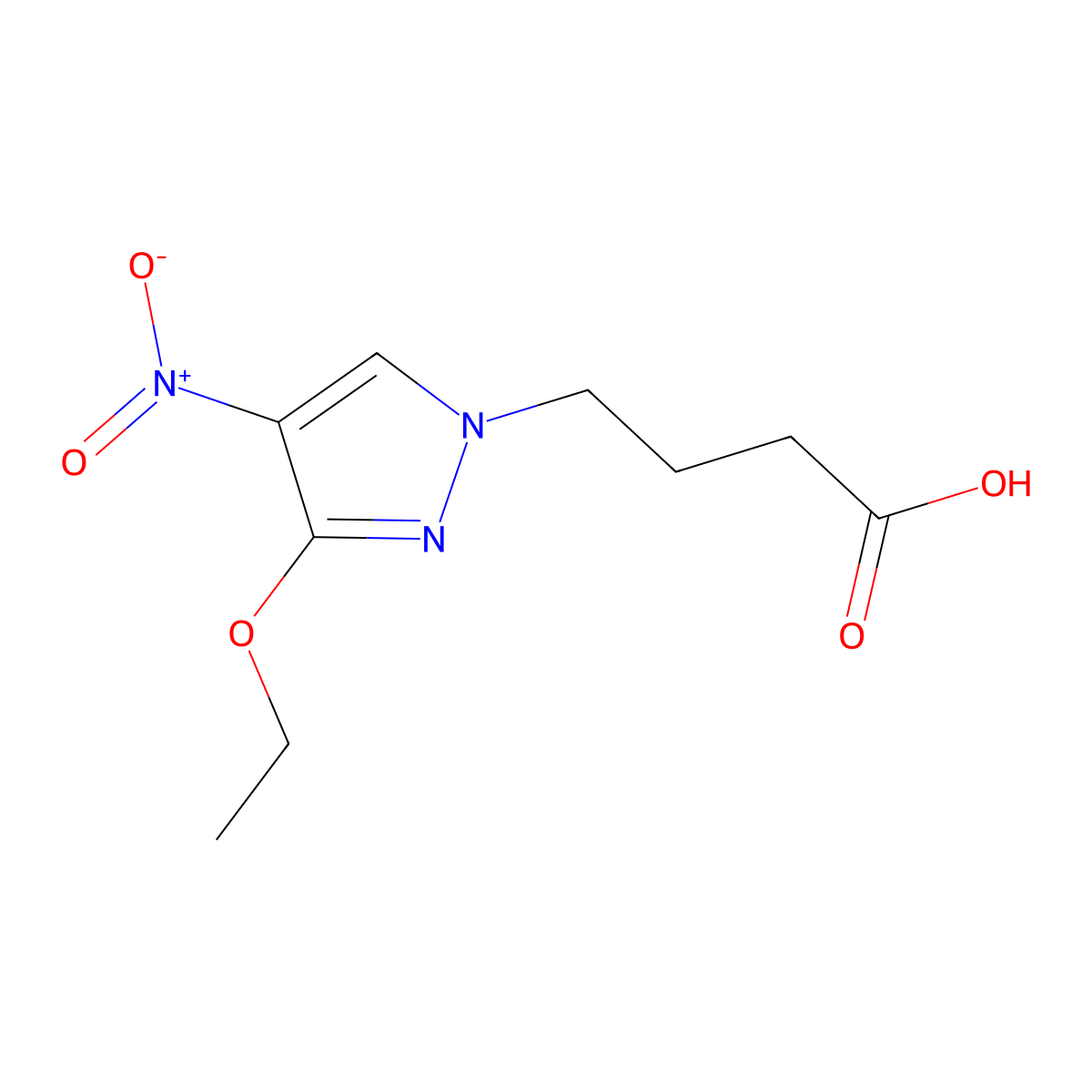 4-(3-ethoxy-4-nitro-1H-pyrazol-1-yl)butanoic acid molecular structure, CAS 1855889-87-0