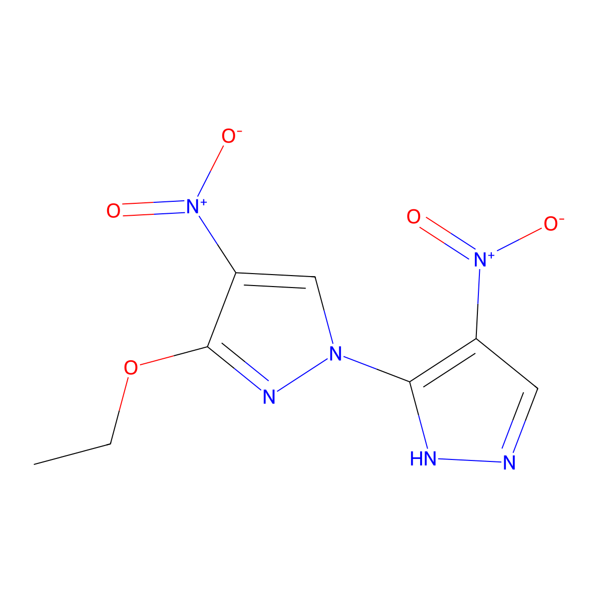 3-Ethoxy-4,4'-dinitro-1'H-1,3'-bipyrazole molecular structure, CAS 1855889-90-5