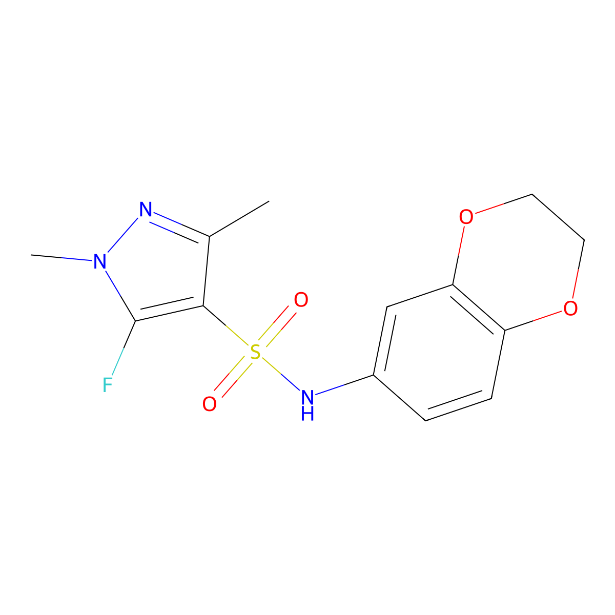 N-(2,3-Dihydrobenzo[b][1,4]dioxin-6-yl)-5-fluoro-1,3-dimethyl-1H-pyrazole-4-sulfonamide molecular structure, CAS 1855889-91-6