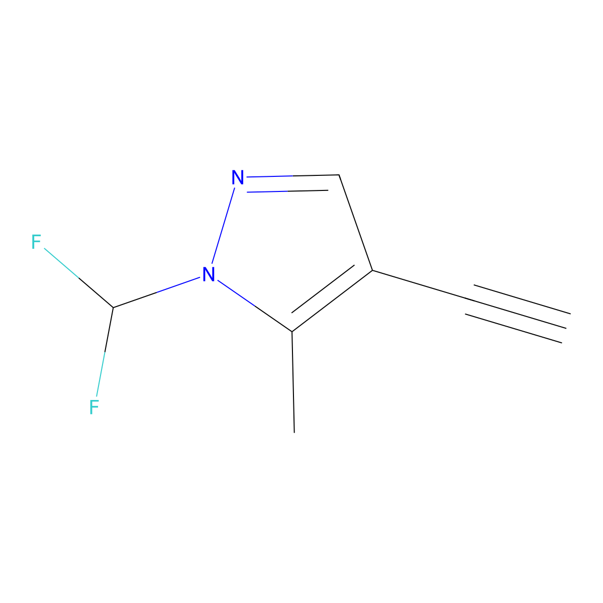 1-(difluoromethyl)-4-ethynyl-5-methyl-1H-pyrazole molecular structure, CAS 1855889-94-9