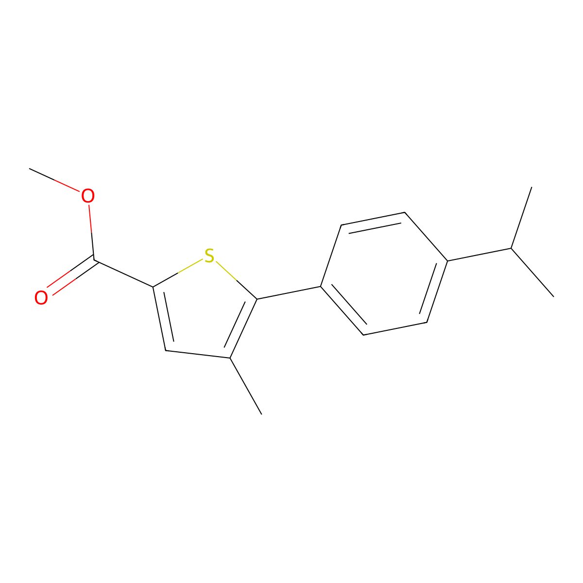 Methyl 4-methyl-5-[4-(propan-2-yl)phenyl]thiophene-2-carboxylate molecular structure, CAS 1855889-97-2