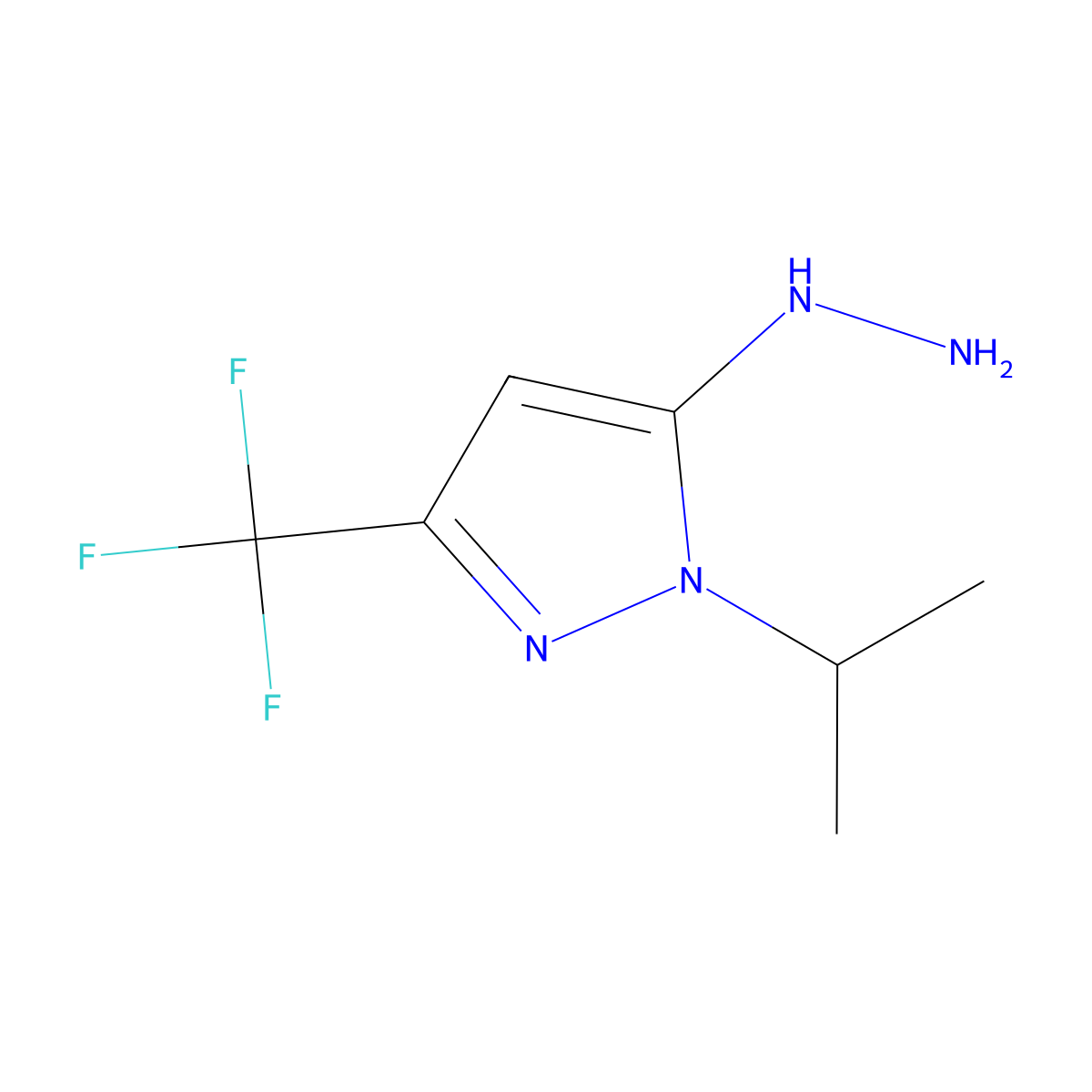 5-hydrazinyl-1-(propan-2-yl)-3-(trifluoromethyl)-1H-pyrazole molecular structure, CAS 1855889-99-4