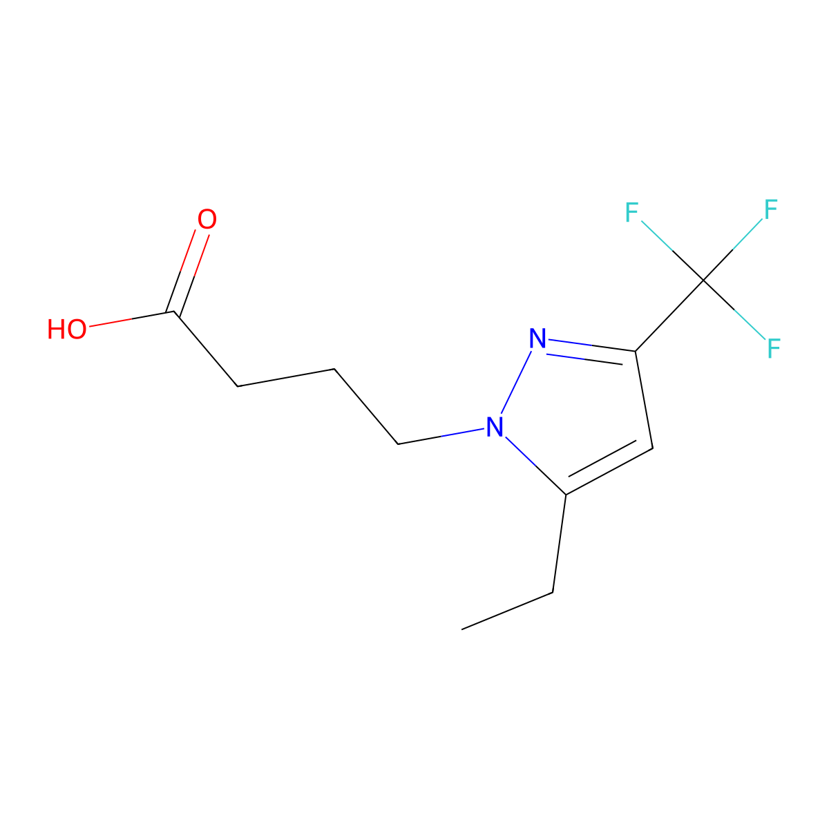 4-[5-ethyl-3-(trifluoromethyl)-1H-pyrazol-1-yl]butanoic acid molecular structure, CAS 1855890-02-6