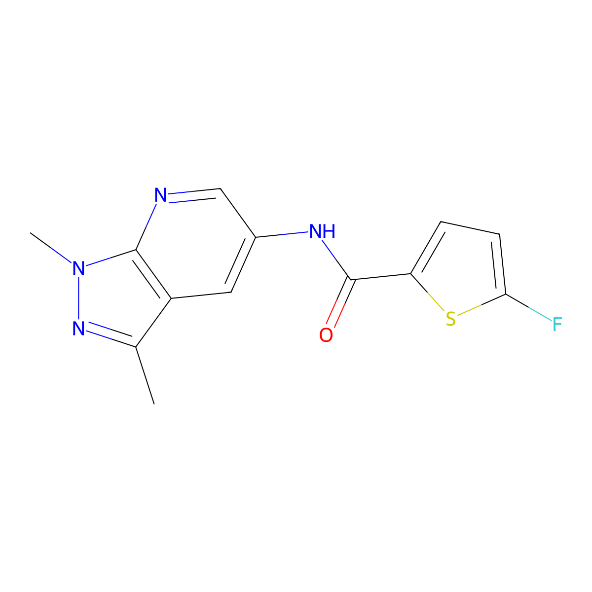 N-(1,3-dimethyl-1H-pyrazolo[3,4-b]pyridin-5-yl)-5-fluorothiophene-2-carboxamide molecular structure, CAS 1855890-03-7