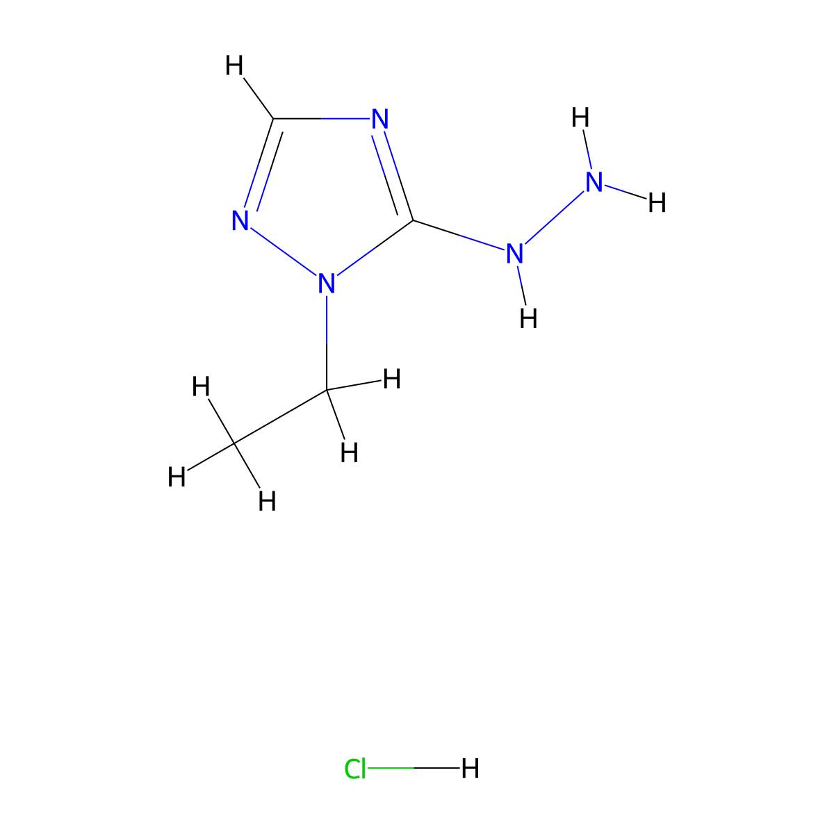 1-ethyl-5-hydrazino-1H-1,2,4-triazole molecular structure, CAS 1855890-14-0