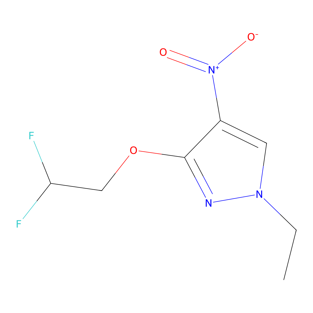 3-(2,2-difluoroethoxy)-1-ethyl-4-nitro-1H-pyrazole molecular structure, CAS 1855890-17-3